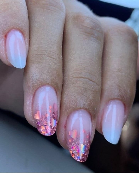 Manicura rosa y lila con detalles brillantes — JLU Nails Studio